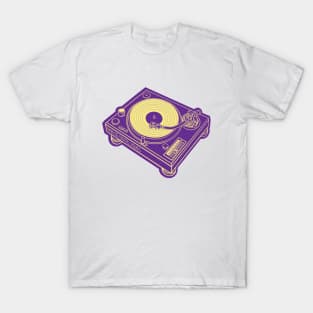 Turntable (Flavescent Lines + Rebecca Purple Drop Shadow) Analog / Music T-Shirt